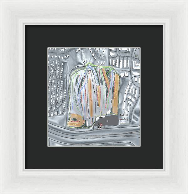Buck Hill Ski Trail Map - Framed Print - Powderaddicts