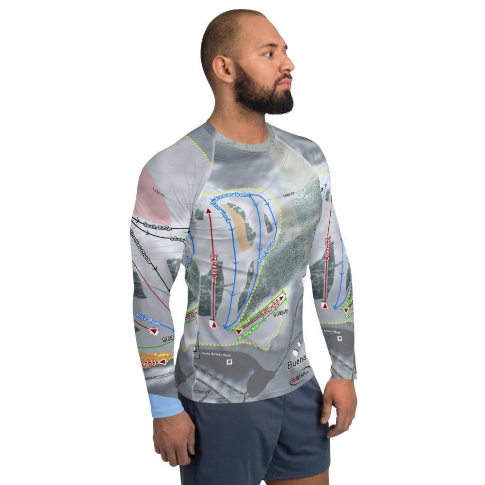 Buena Vista, Minnesota Ski Trail Map Men's Base Layer Top - Powderaddicts