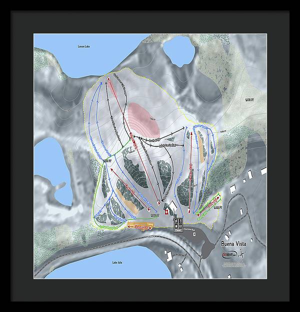 Buena Vista Ski Trail Map - Framed Print - Powderaddicts