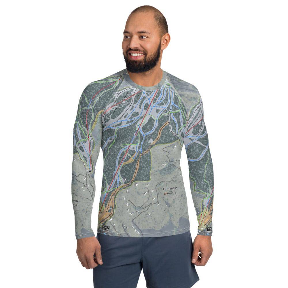 Buttermilk, Colorado Ski Trail Map Men's Base Layer Top - Powderaddicts