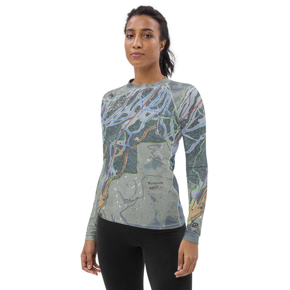 Buttermilk, Colorado Ski Trail Map Women's Base Layer Top - Powderaddicts