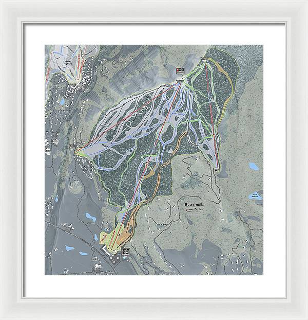 Buttermilk Ski Trail Map - Framed Print - Powderaddicts