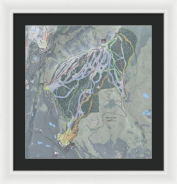 Buttermilk Ski Trail Map - Framed Print - Powderaddicts