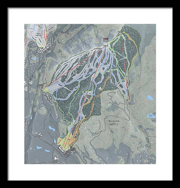 Buttermilk Ski Trail Map - Framed Print - Powderaddicts