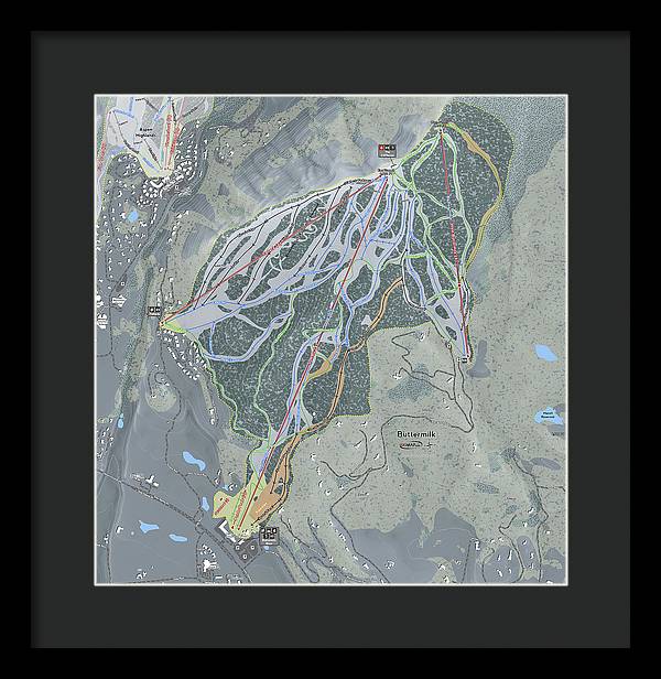 Buttermilk Ski Trail Map - Framed Print - Powderaddicts