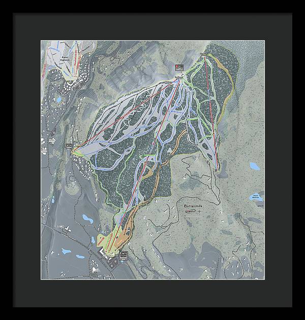 Buttermilk Ski Trail Map - Framed Print - Powderaddicts