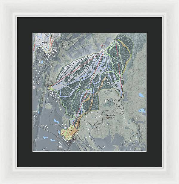 Buttermilk Ski Trail Map - Framed Print - Powderaddicts