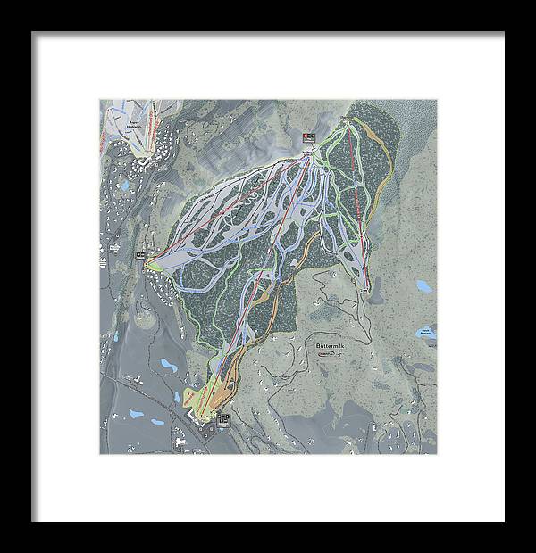 Buttermilk Ski Trail Map - Framed Print - Powderaddicts