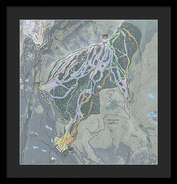 Buttermilk Ski Trail Map - Framed Print - Powderaddicts