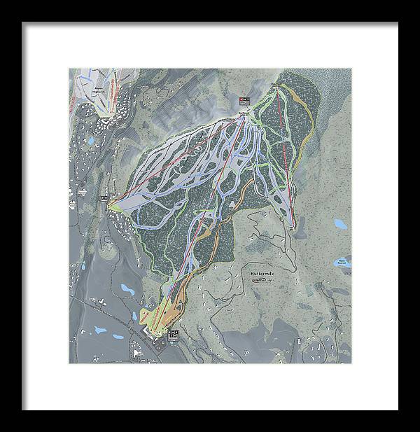 Buttermilk Ski Trail Map - Framed Print - Powderaddicts