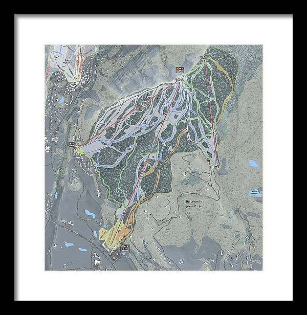 Buttermilk Ski Trail Map - Framed Print - Powderaddicts