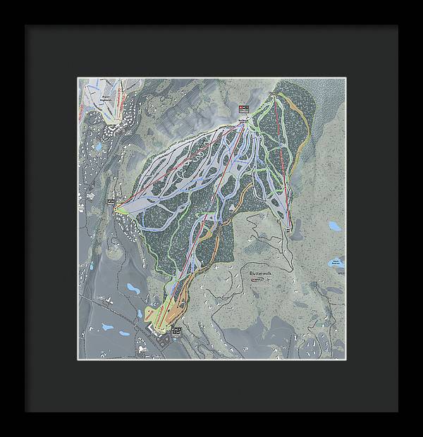 Buttermilk Ski Trail Map - Framed Print - Powderaddicts
