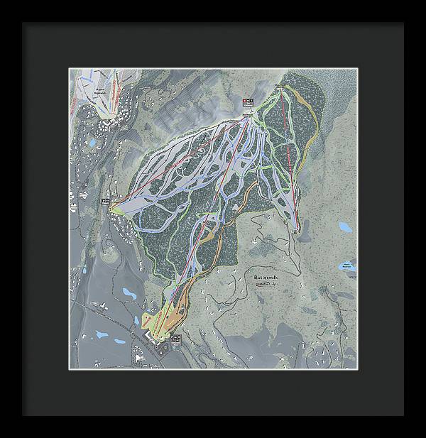 Buttermilk Ski Trail Map - Framed Print - Powderaddicts