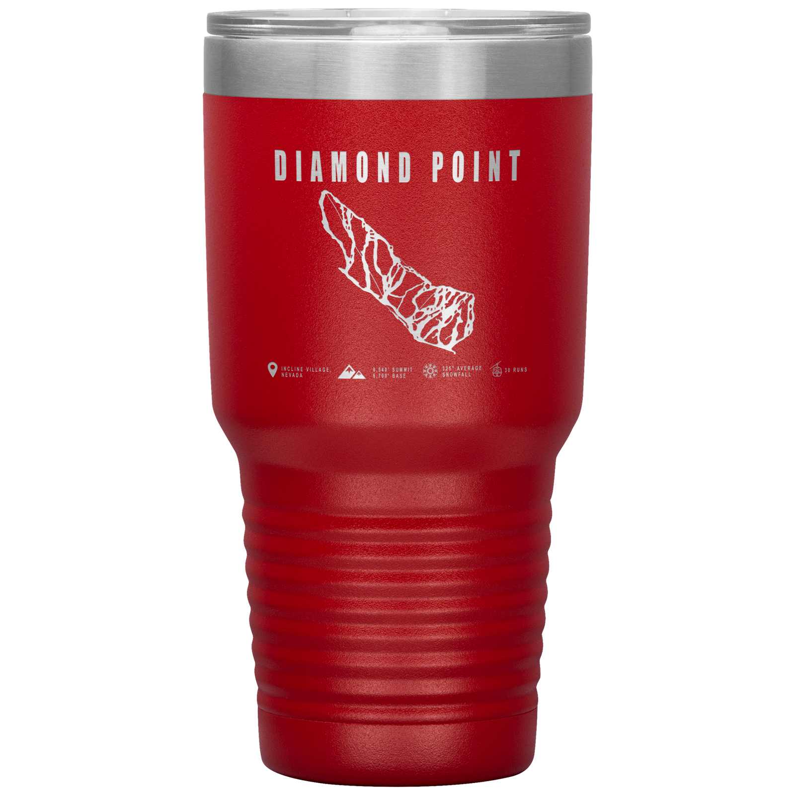 Diamond Point, Nevada Ski Trail Map 30oz Tumbler - Powderaddicts