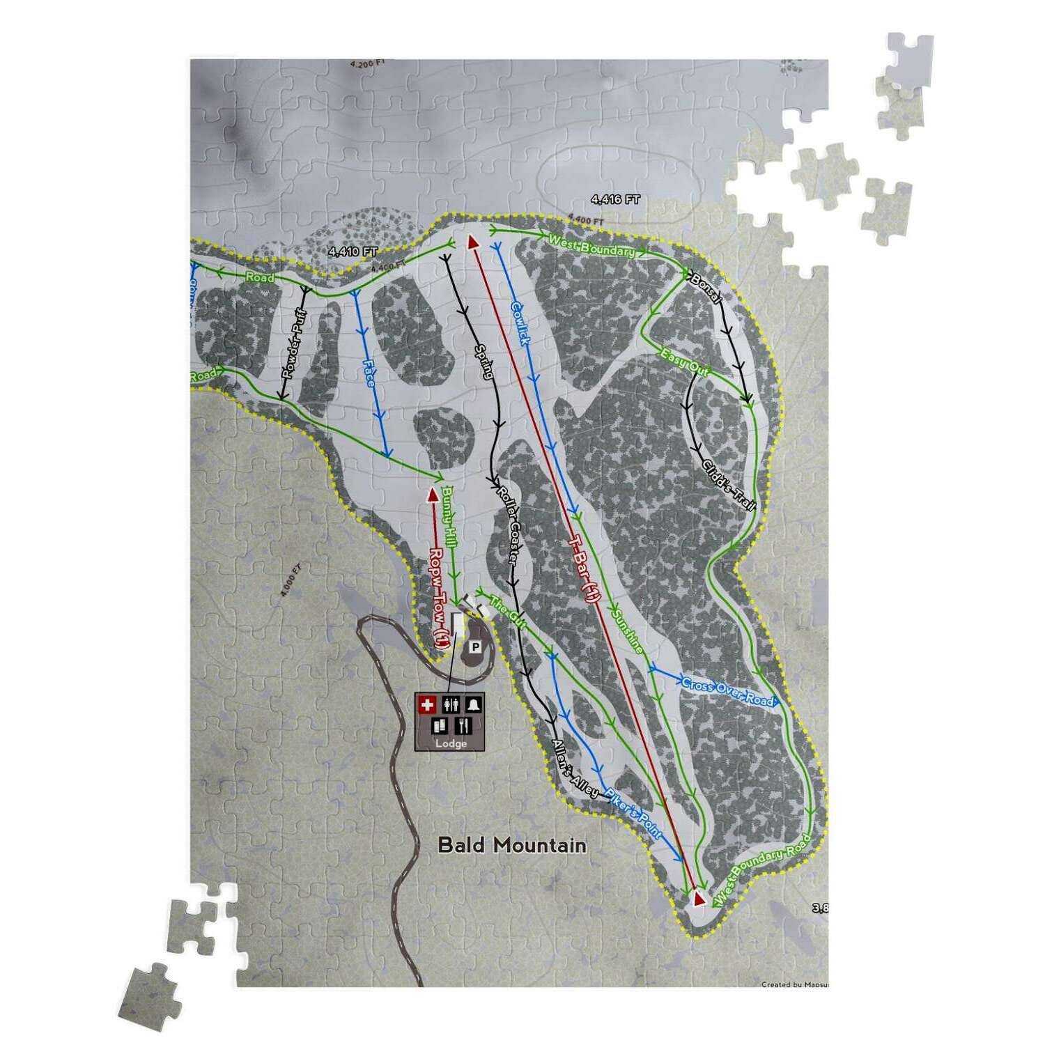 Bald Mountain, Idaho Ski Trail Map Puzzle - Powderaddicts