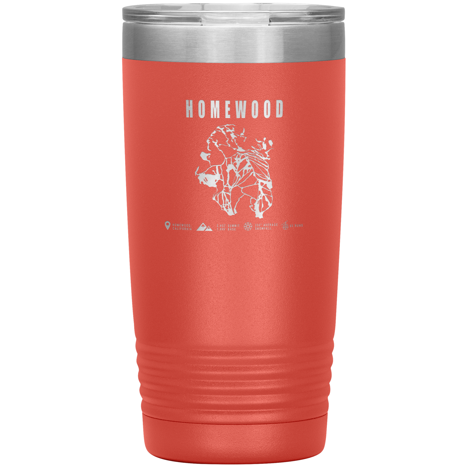 Homewood, California Ski Trail Map 20oz Tumbler - Powderaddicts