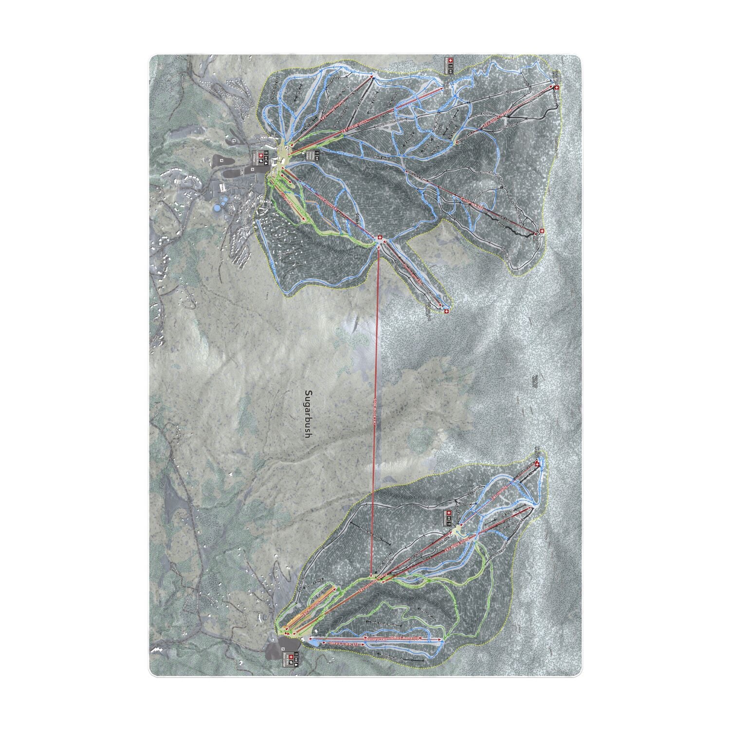 Sugarbush, Vermont Ski Resort Map Printed Beach Towel - Powderaddicts