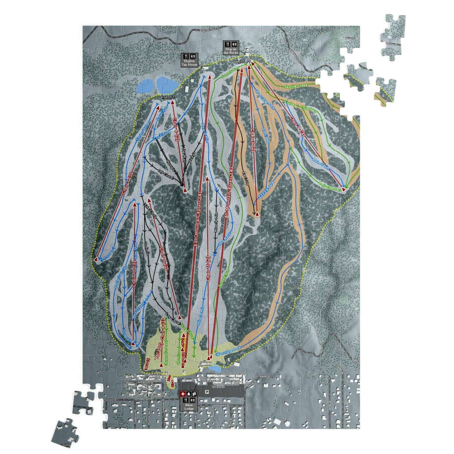 Snow Summit, California Ski Trail Map Puzzle - Powderaddicts
