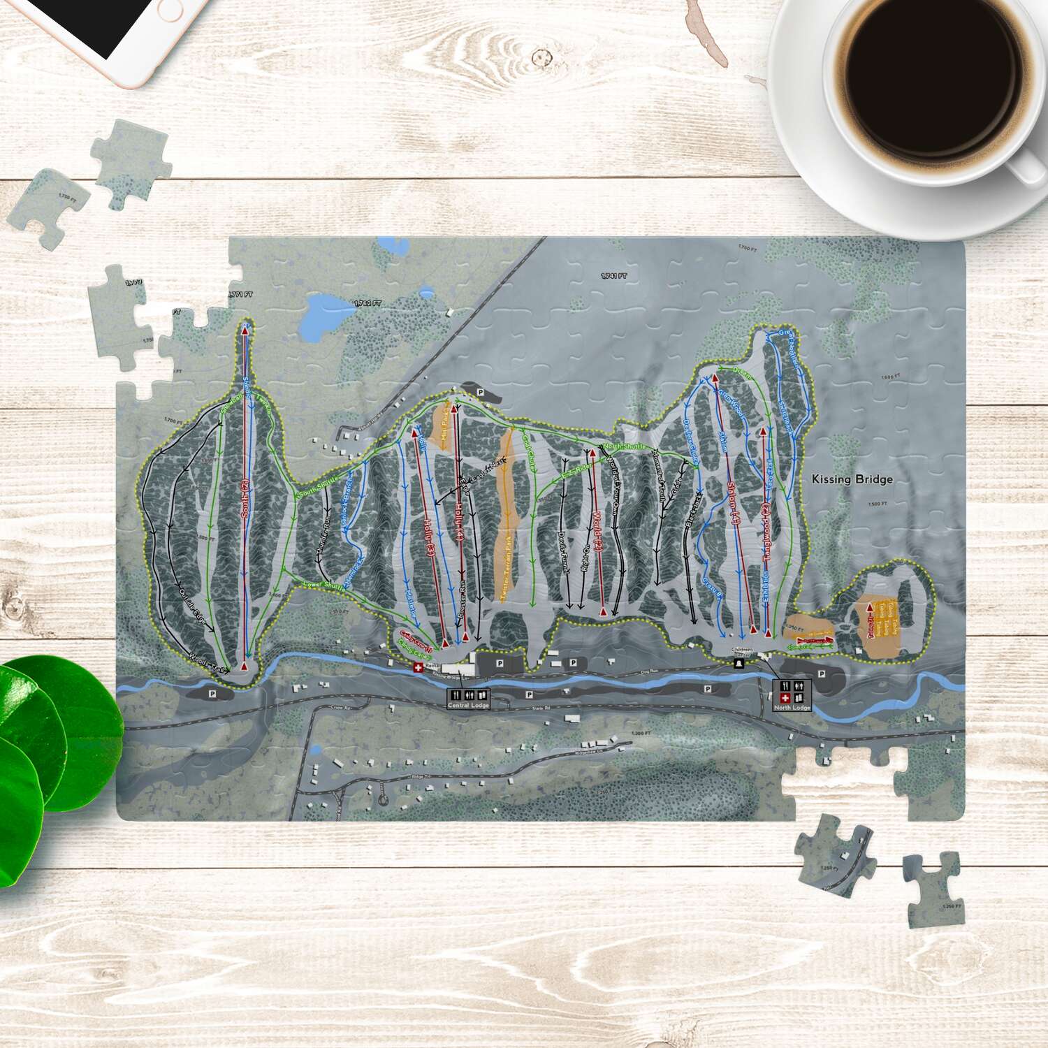 Kissing Bridge New York Ski Trail Map Puzzles - Powderaddicts