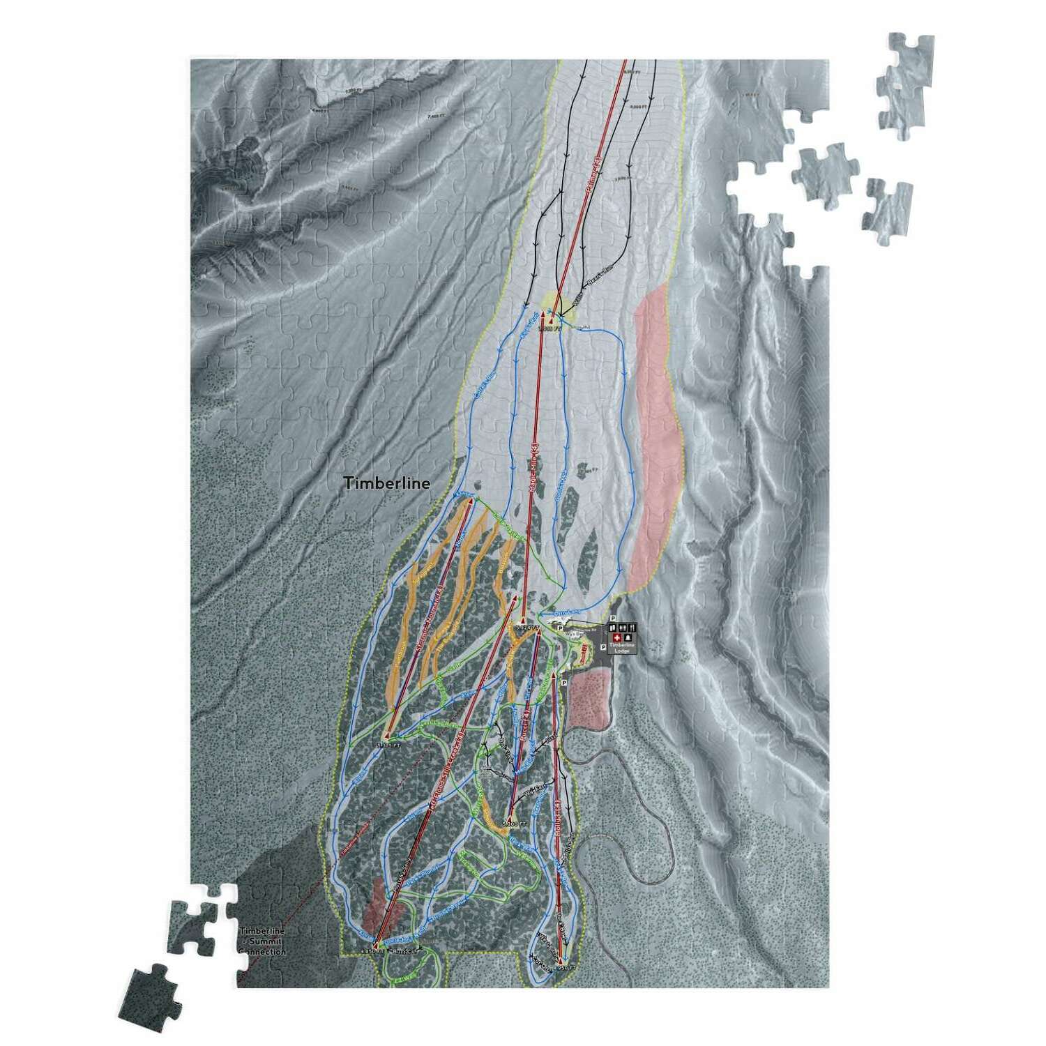 Timberline, Oregon Ski Trail Map Puzzle - Powderaddicts