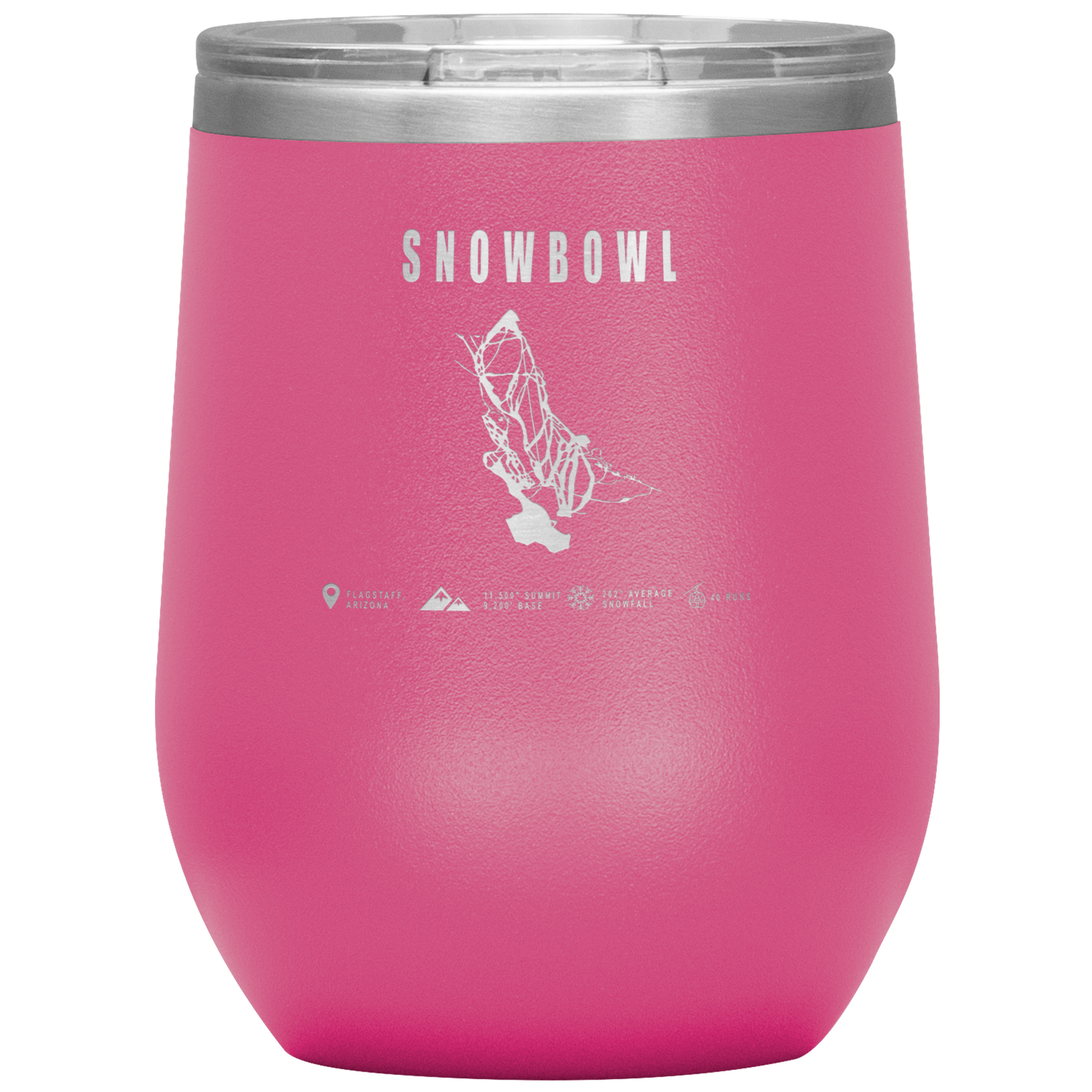 Snowbowl, Arizona Ski Trail Map Wine 12oz Tumbler - Powderaddicts