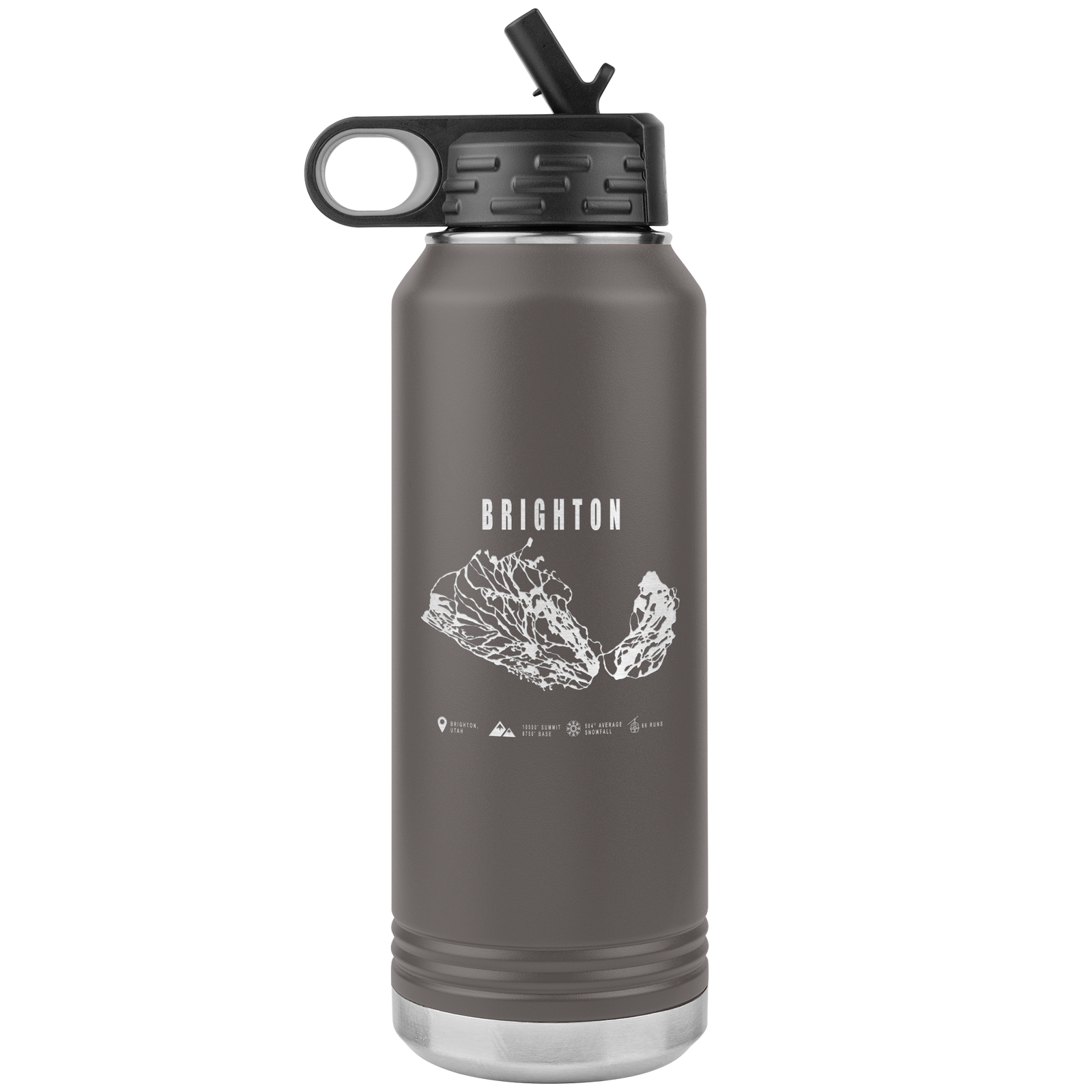 Brighton,Utah Ski Trail Map 32oz Water Bottle Tumbler - Powderaddicts