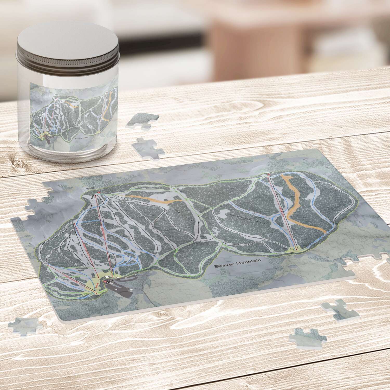 Beaver Mountain, Utah Ski Trail Map Puzzle - Powderaddicts