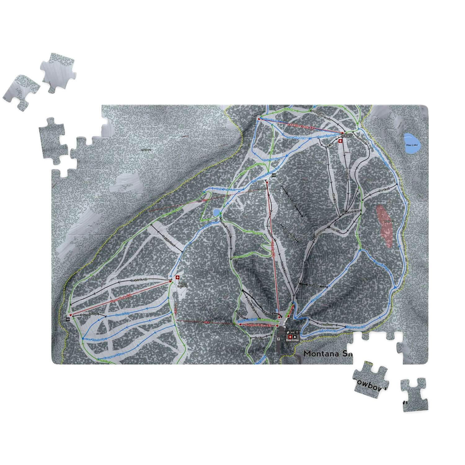 Montana Snowbowl Montana Ski Trail Map Puzzle - Powderaddicts