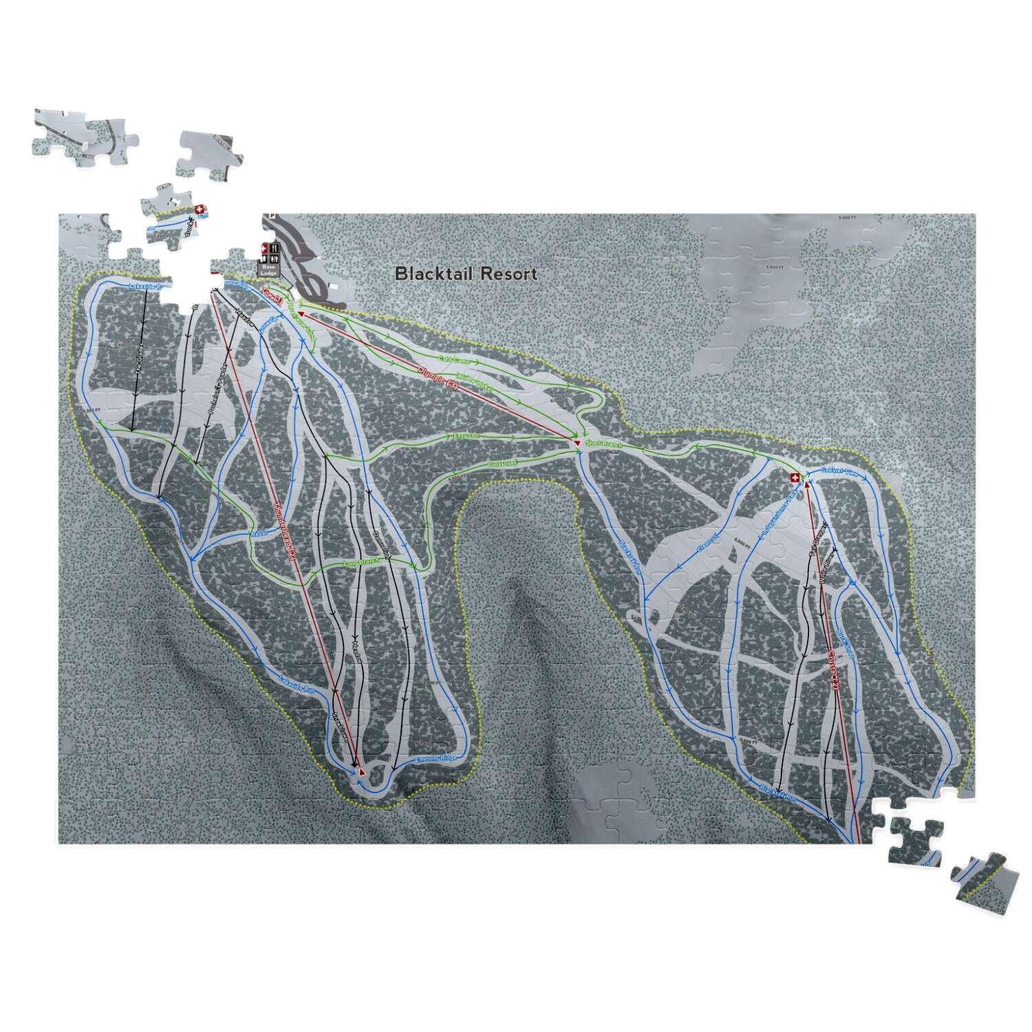Blacktail Montana Ski Trail Map Puzzle - Powderaddicts