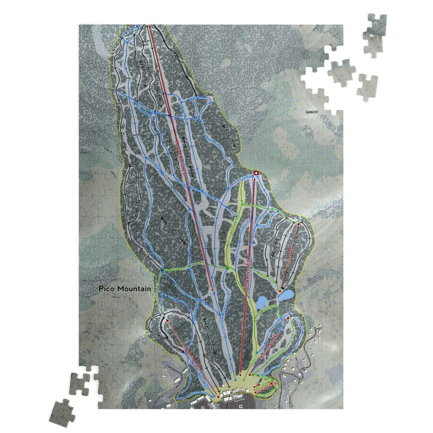 Pico Mountain, Vermont Ski Trail Map Puzzle - Powderaddicts