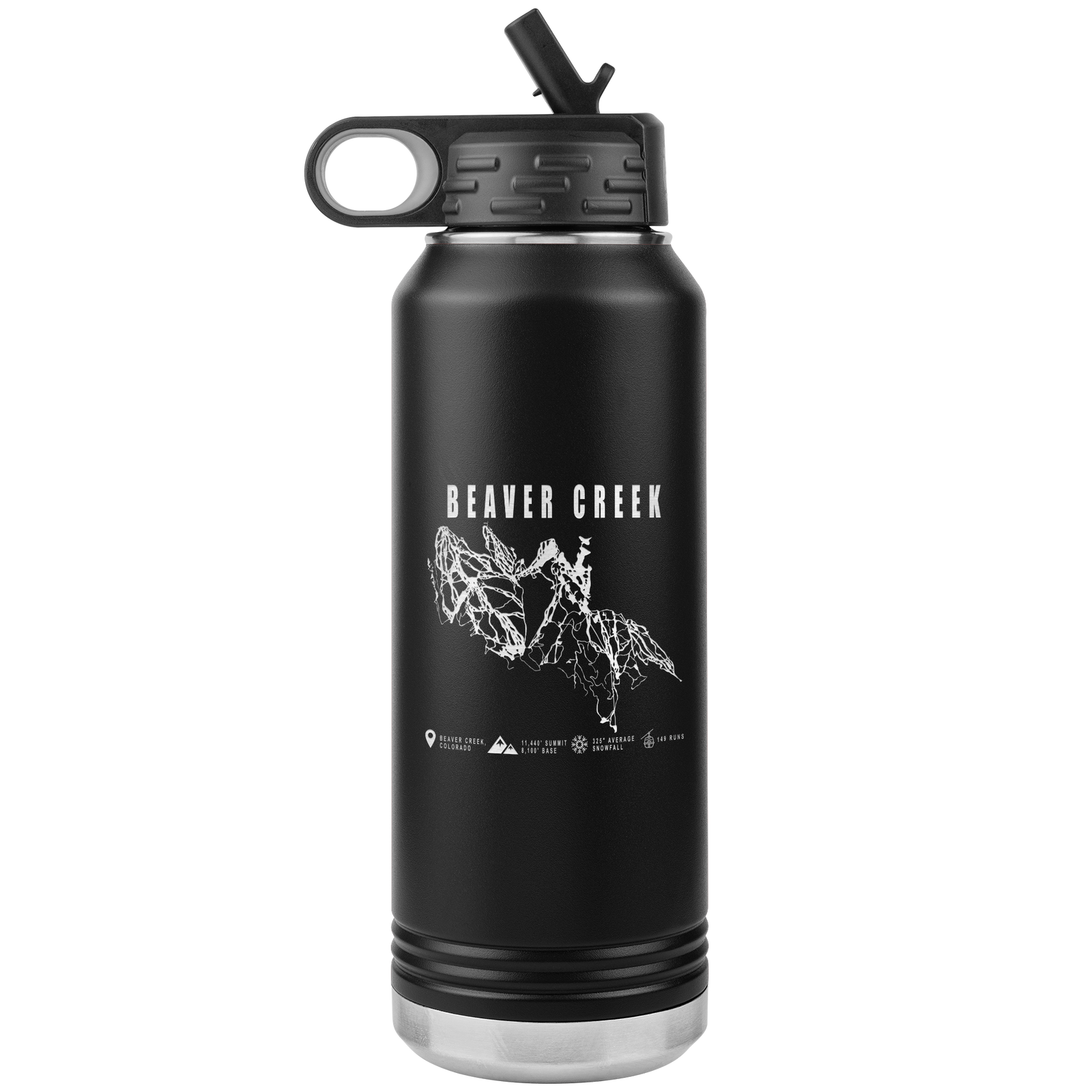 Beaver Creek Colorado Ski Trail Map 32oz Water Bottle Tumbler - Powderaddicts