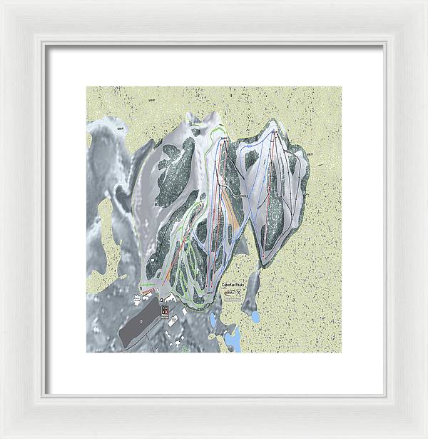 Caberfae Peaks Ski Trail Map - Framed Print - Powderaddicts