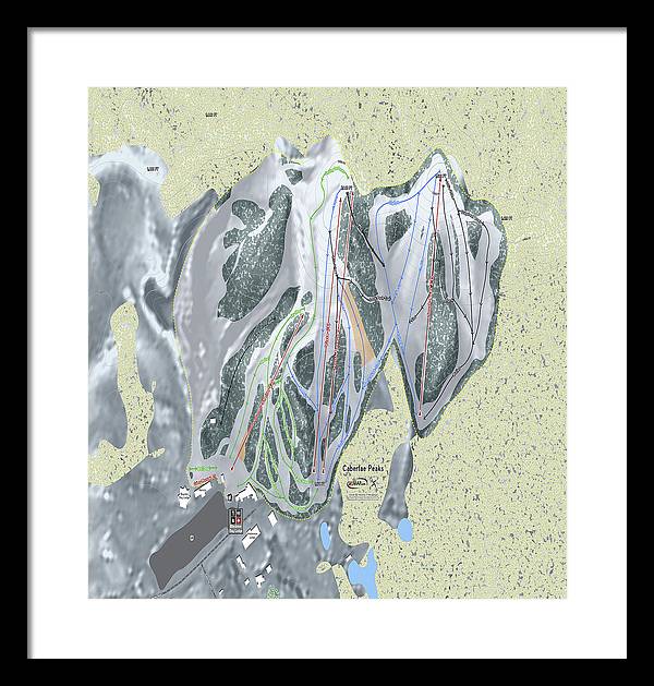 Caberfae Peaks Ski Trail Map - Framed Print - Powderaddicts