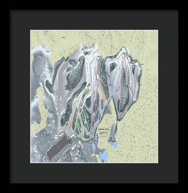 Caberfae Peaks Ski Trail Map - Framed Print - Powderaddicts