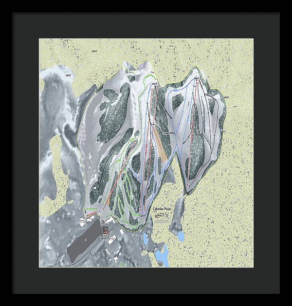 Caberfae Peaks Ski Trail Map - Framed Print - Powderaddicts