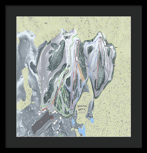 Caberfae Peaks Ski Trail Map - Framed Print - Powderaddicts