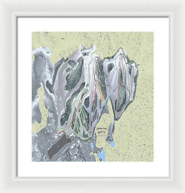 Caberfae Peaks Ski Trail Map - Framed Print - Powderaddicts