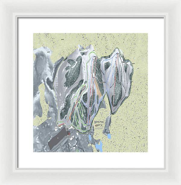 Caberfae Peaks Ski Trail Map - Framed Print - Powderaddicts