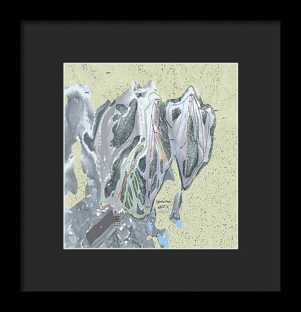 Caberfae Peaks Ski Trail Map - Framed Print - Powderaddicts