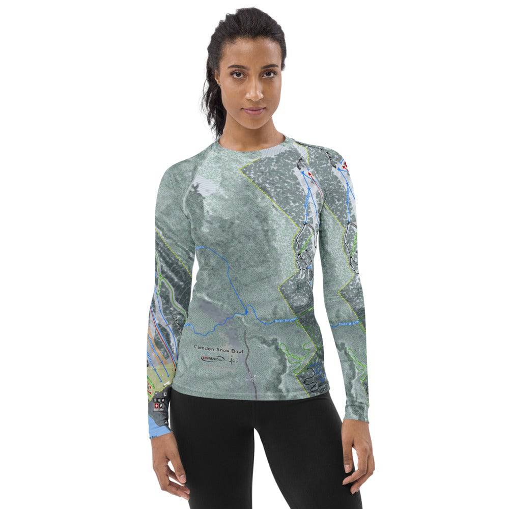 Camden Snow Bowl, Maine Ski Trail Map Women's Base Layer Top - Powderaddicts