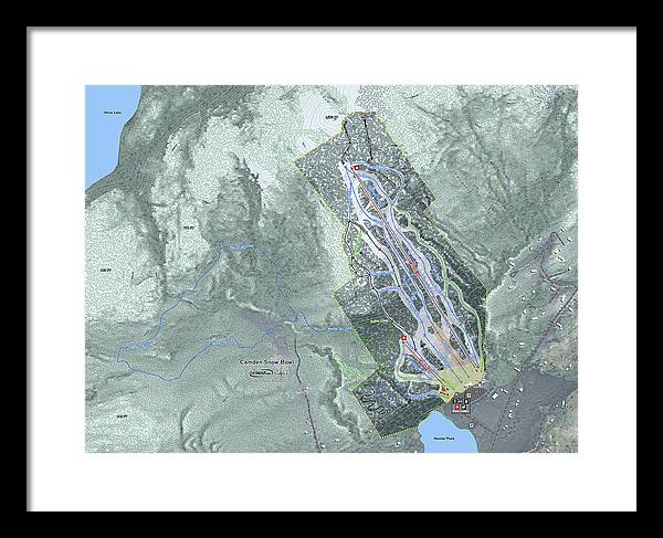 Camden Snow Bowl Ski Trail Map - Framed Print - Powderaddicts