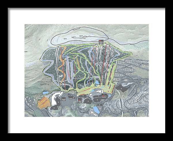 Camelback Mountain Ski Trail Map - Framed Print - Powderaddicts