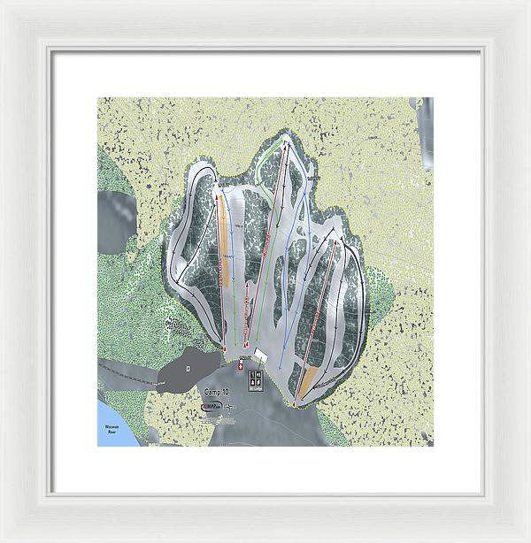 Camp10 Ski Trail Map - Framed Print - Powderaddicts