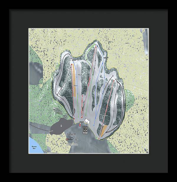 Camp10 Ski Trail Map - Framed Print - Powderaddicts