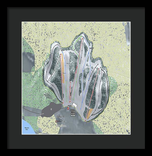 Camp10 Ski Trail Map - Framed Print - Powderaddicts