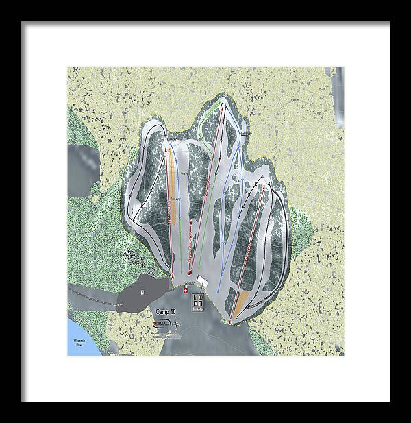 Camp10 Ski Trail Map - Framed Print - Powderaddicts