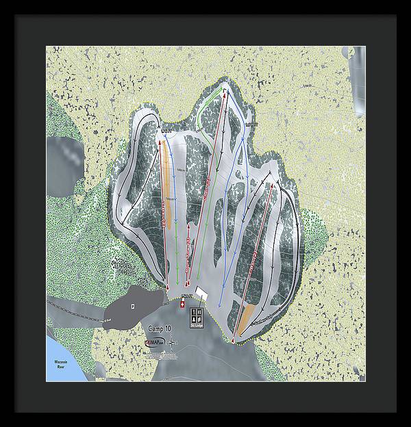 Camp10 Ski Trail Map - Framed Print - Powderaddicts
