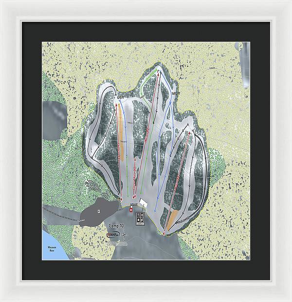 Camp10 Ski Trail Map - Framed Print - Powderaddicts