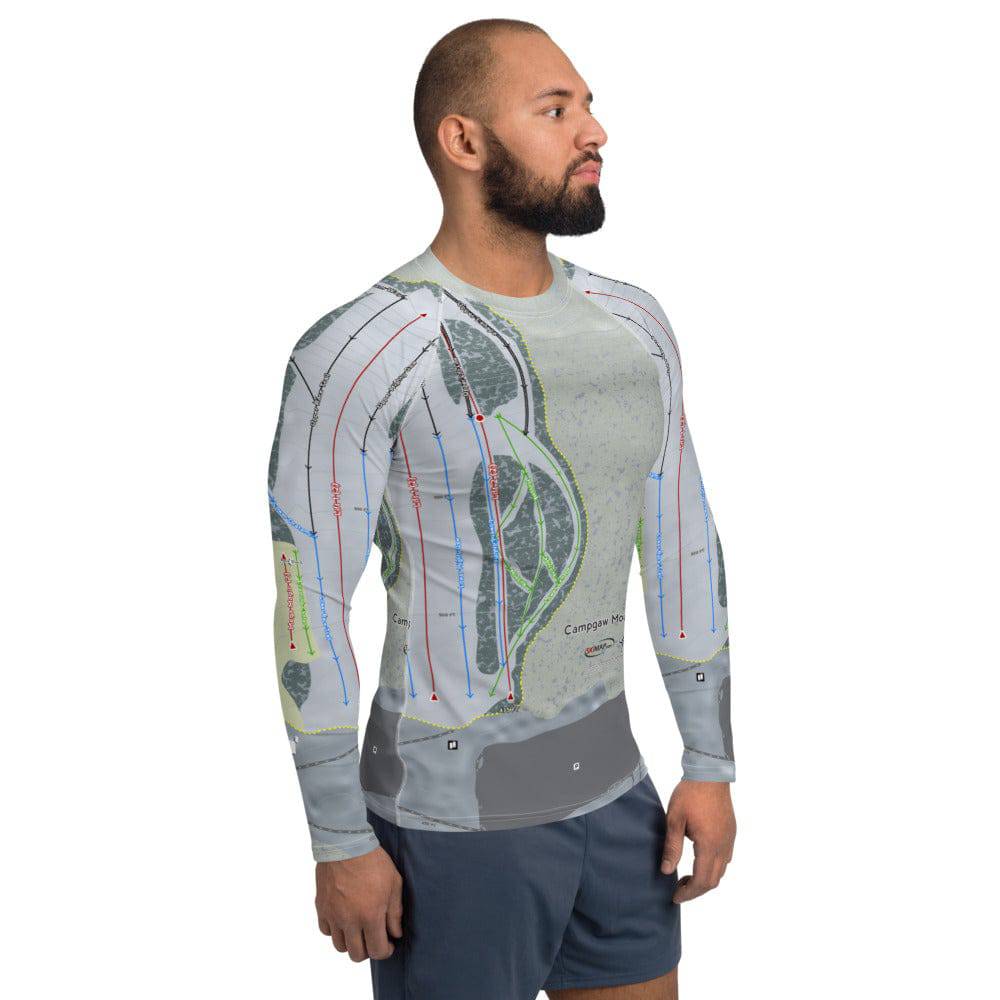 Campgaw Mountain, New Jersey Ski Trail Map Men's Base Layer Top - Powderaddicts