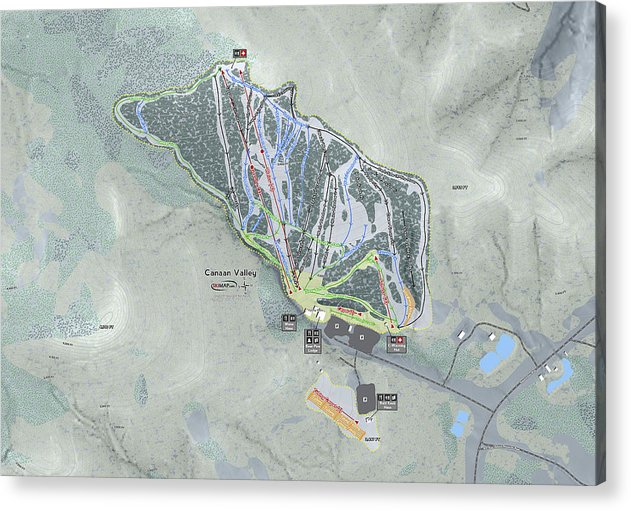 Canaan Valley Ski Trail Map - Acrylic Print - Powderaddicts